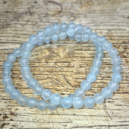 1 fil 63/65 perles de jade 6mm ronde gris clair