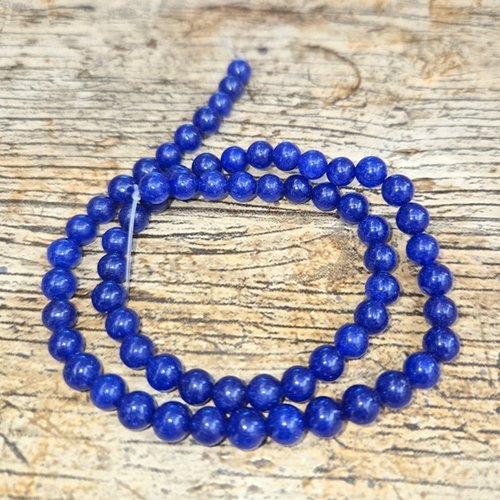 1 fil 63/65 perles de jade 6mm ronde bleu outremer