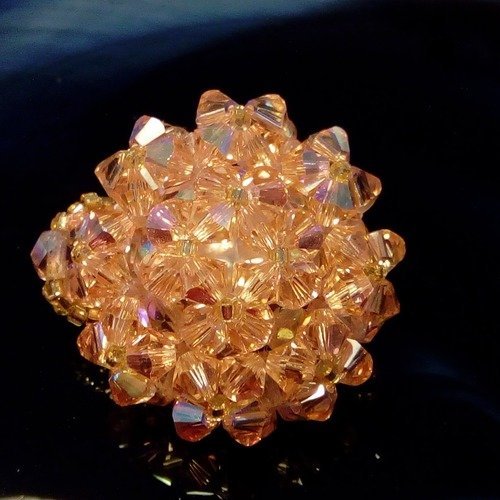 Bague copine pêche en perles de cristal swarovski