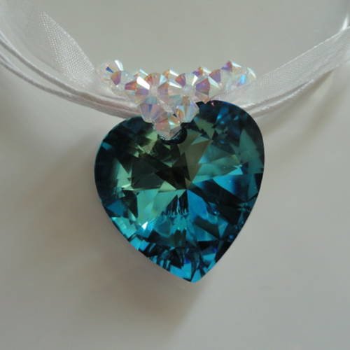 Pendentif coeur de l'océan en cristal swarovski