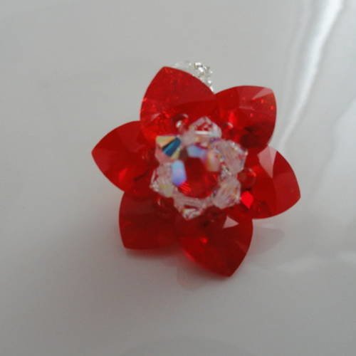 Bague rouge passion en perles de cristal swarovski 