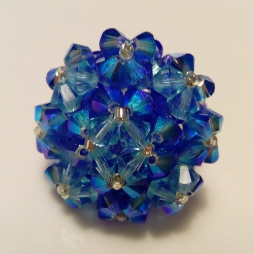 Bague en perles de cristal swarovski bleu océan 