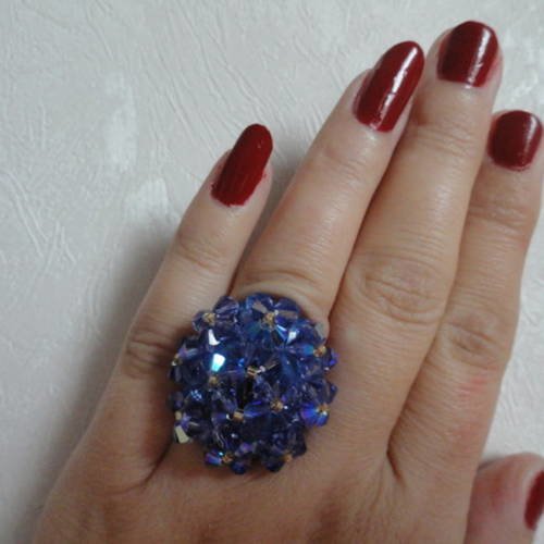 Bague copine tanzanite en perles de cristal swarovski 