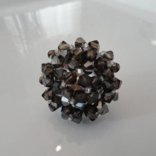 Bague copine smoky quartz satin en perles de cristal swarovski 
