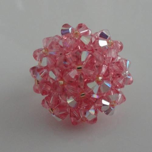 Bague rose en perles de cristal swarovski 