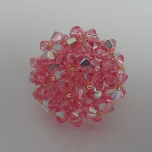 Bague rose en perles de cristal swarovski 