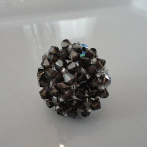 Bague copine smoky quartz satin en perles de cristal swarovski 