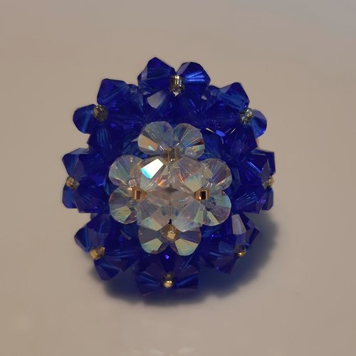 Bague copine bleue roi et blanche diamant en perles de cristal swarovski