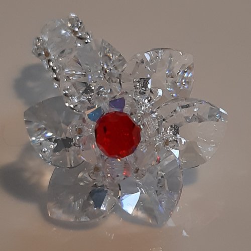 Bague nénuphar en perles de cristal transparentes swarovski
