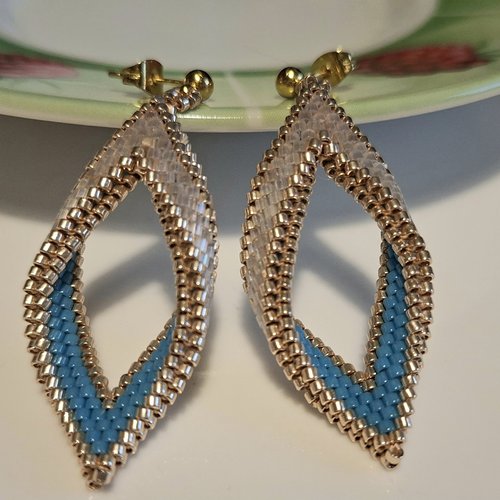 Boucles d'oreilles feuilles en perles miyuki