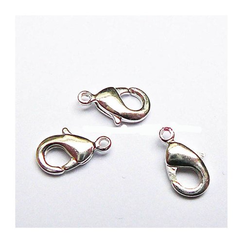 25 x Homard Fermoirs 12 mm Plaqué Argent Apprêts Bijoux