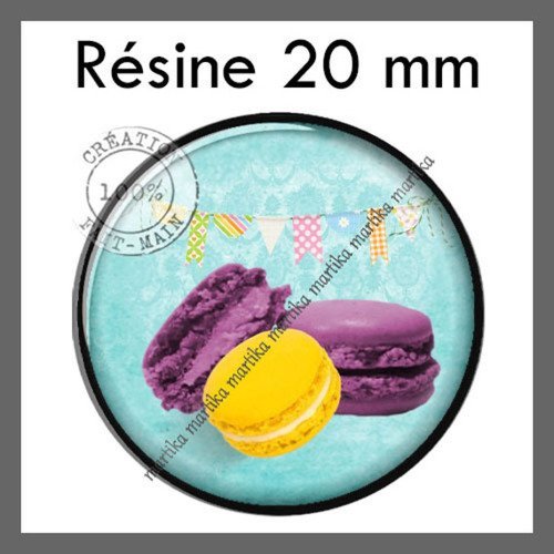 1 cabochon résine époxy 20 mm macaron n°g83 