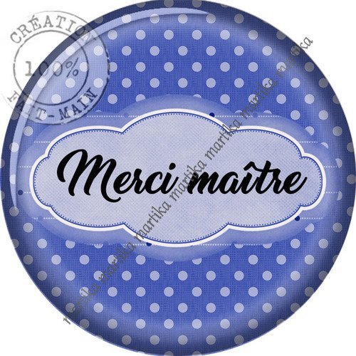 Cabochon résine 25 mm merci maître n°10585 