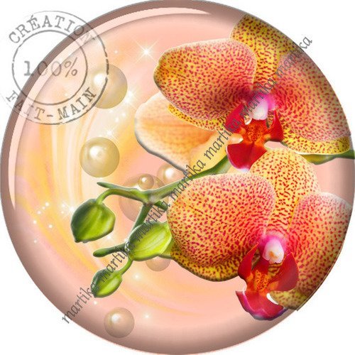 Cabochon 25 mm résine époxy fleur n°59 