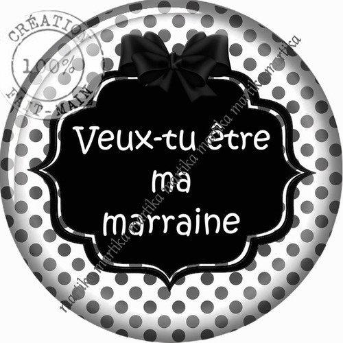 Cabochon résine 25 mm veux tu être ma marraine n°10567 