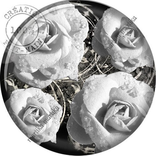 Cabochon fleur la rose résine 25 mm n°103717 