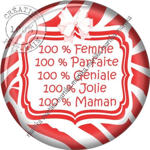 Cabochon 25 mm 100% maman résine n°1051 