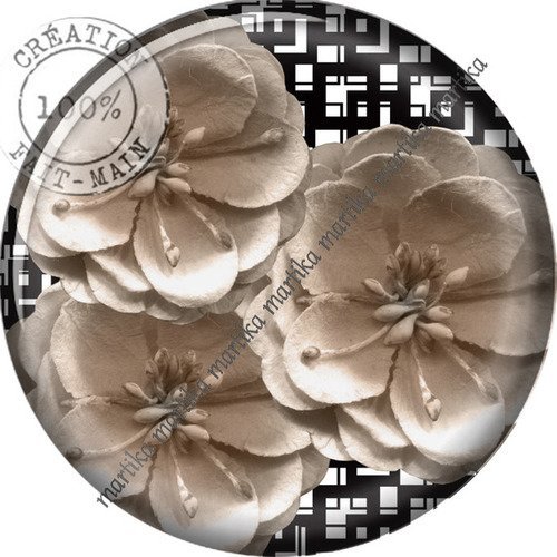 Cabochon fleur résine 25 mm n°103716 