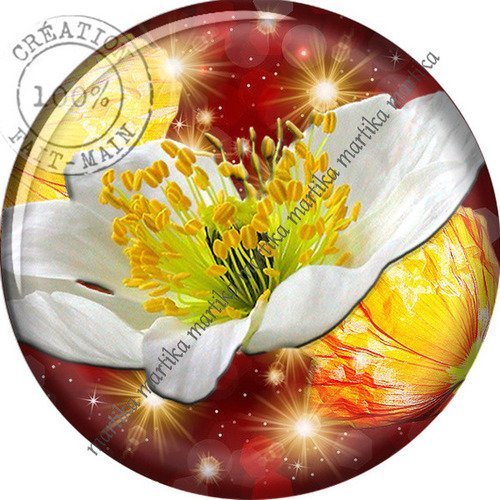 Cabochon fleur résine 25 mm n°103715 