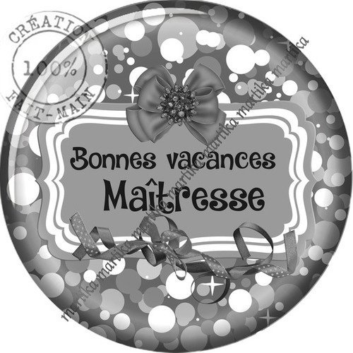 Cabochon résine 25 mm bonnes vacances maîtresse n°11854 