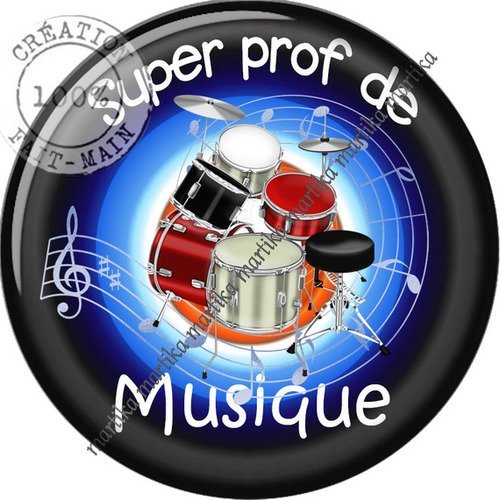 Cabochon résine a coller 25 mm super prof de musique n°104 