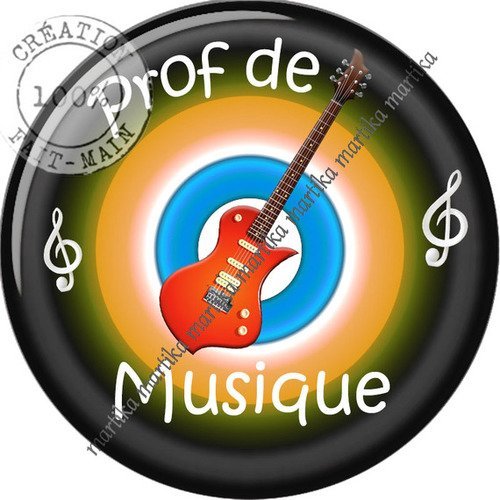 Cabochon résine a coller 25 mm  prof de musique n°95 