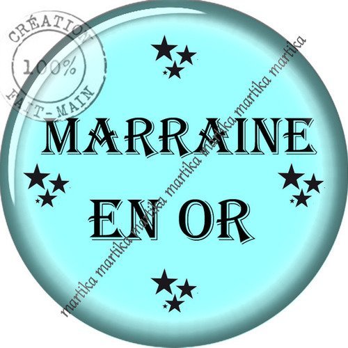 Cabochon résine 25 mm marraine en or n°1032 