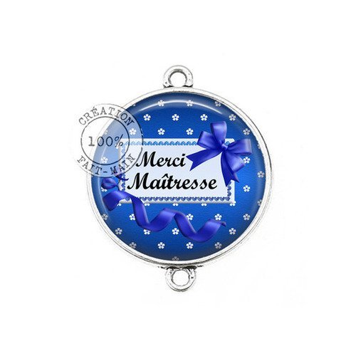 1 pendentif cabochon resine epoxy 25 mm merci maîtresse n°6 