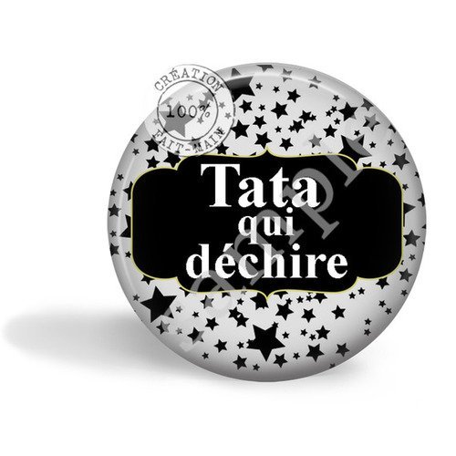 Cabochon rond 25 mm résine époxy  tata qui déchire n°m1034 