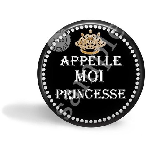 Cabochon rond 25 mm résine époxy appelle moi princesse n°m1027 