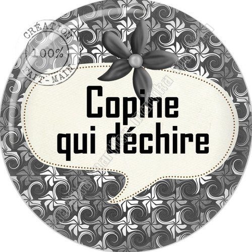 Cabochon rond 25 mm résine époxy copine qui déchire n°m1025 