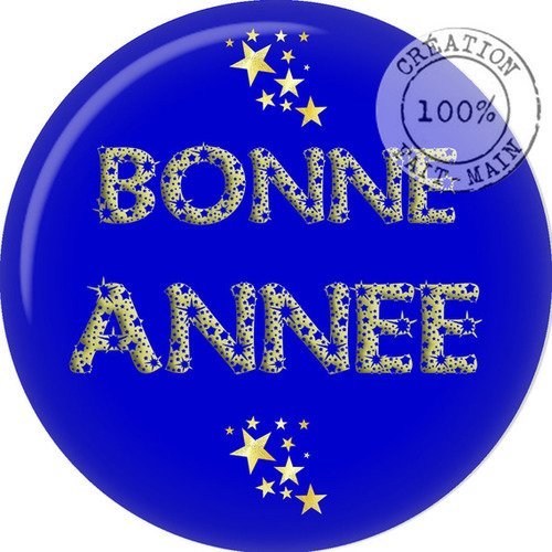 Cabochon à coller résine 25 mm bonne année n°9446 