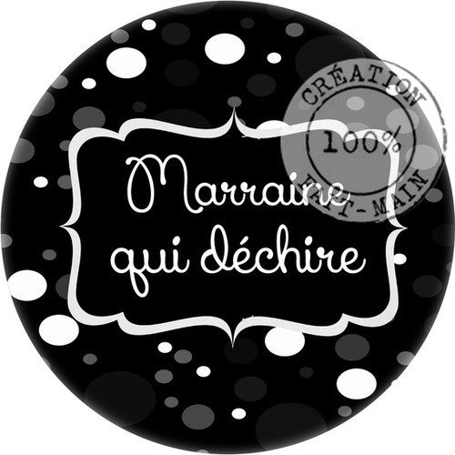 Cabochon rond 25 mm résine époxy marraine qui déchire n°m1024 