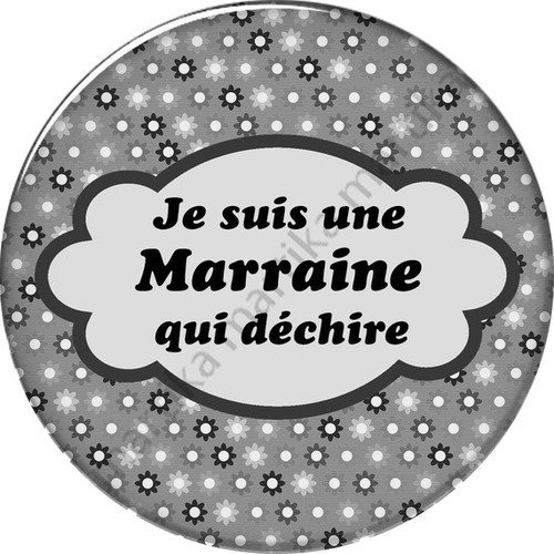 Cabochon à coller résine 25 mm  je suis une marraine qui déchire n°951 