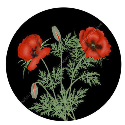Cabochon coquelicot a coller resine epoxy 20 mm n°37 