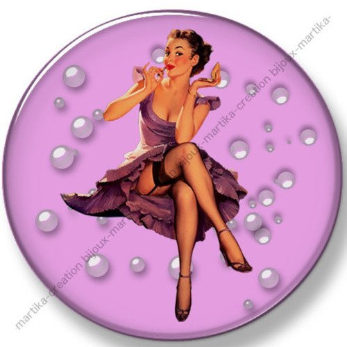 Cabochon à coller résine 25 mm pin up n°64 