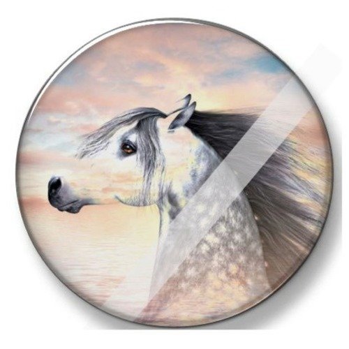 Cabochon à coller époxy 25 mm cheval n°26 fait-main 