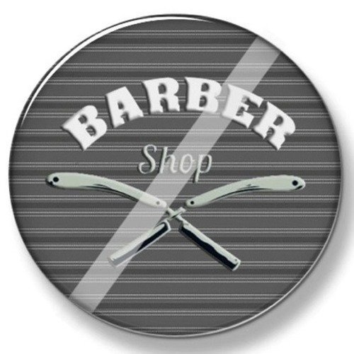 Cabochon à coller résine 25 mm barber shop n°114 