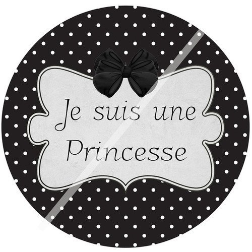 Cabochon a coller epoxy 25 mm  je suis une princesse n°116 