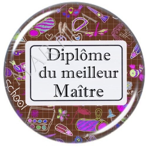 Cabochon à coller résine 25 mm diplôme du meilleur maître n°157 fait-main 