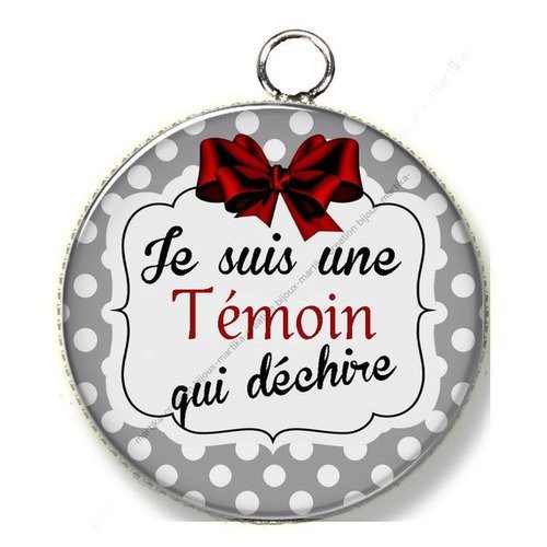 1 pendentif cabochon 25 mm je suis une témoin qui déchire n°34 