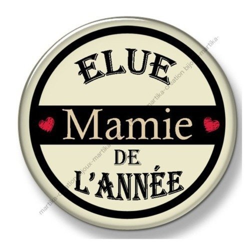 Cabochon à coller résine 25 mm elue mamie de l&#039;année n°84 