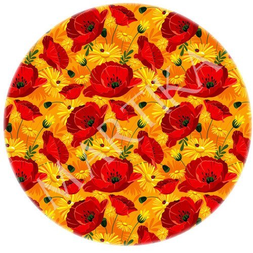 Cabochon coquelicot a coller resine epoxy 25 mm n°42 