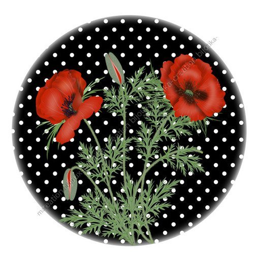 Cabochon coquelicot a coller resine epoxy 25 mm n°34 