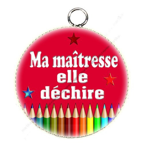 Pendentif cabochon en résine epoxy ma maîtresse elle déchire n°76 