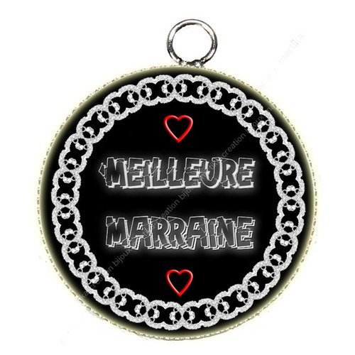 Pendentif cabochon meilleur marraine résine epoxy 25 mm n°40 