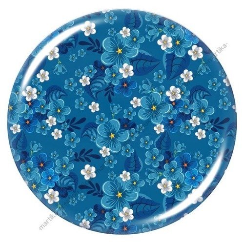 Cabochon à coller 25 mm fleur bleue résine n°44 