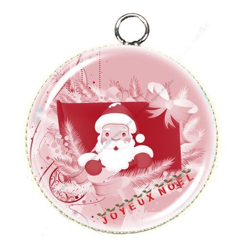 1 pendentif cabochon résine joyeux noel métal 25 mm n°82 