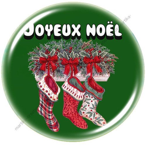 Cabochon ø 25mm à collé epoxy joyeux noel n°45 fait-main 