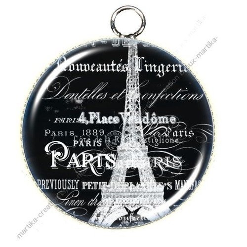 Pendentif cabochon en résine epoxy paris n°36 